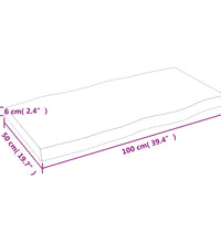 Tischplatte 100x50x(2-6) cm Massivholz Unbehandelt Baumkante