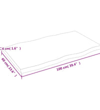 Tischplatte 100x60x(2-4) cm Massivholz Unbehandelt Baumkante