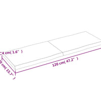 Tischplatte 120x40x(2-4) cm Massivholz Unbehandelt Baumkante