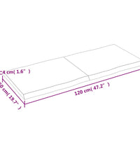 Tischplatte 120x50x(2-4) cm Massivholz Unbehandelt Baumkante