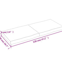 Tischplatte 120x50x(2-6) cm Massivholz Unbehandelt Baumkante