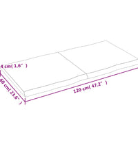 Tischplatte 120x60x(2-4) cm Massivholz Unbehandelt Baumkante