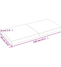 Tischplatte 120x60x(2-6) cm Massivholz Unbehandelt Baumkante