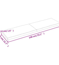 Tischplatte 140x40x(2-4) cm Massivholz Unbehandelt Baumkante