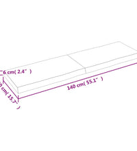 Tischplatte 140x40x(2-6) cm Massivholz Unbehandelt Baumkante
