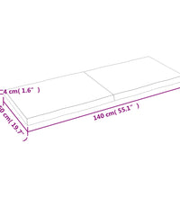 Tischplatte 140x50x(2-4) cm Massivholz Unbehandelt Baumkante