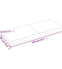 Tischplatte 140x60x(2-6) cm Massivholz Unbehandelt Baumkante