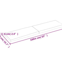 Tischplatte 160x40x(2-6) cm Massivholz Unbehandelt Baumkante