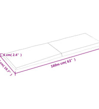 Tischplatte 160x50x(2-6) cm Massivholz Unbehandelt Baumkante
