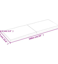 Tischplatte 160x60x(2-4) cm Massivholz Unbehandelt Baumkante