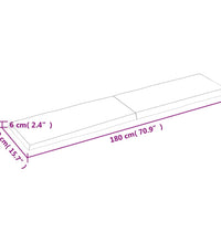 Tischplatte 180x40x(2-6) cm Massivholz Unbehandelt Baumkante