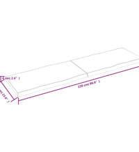 Tischplatte 220x60x(2-6) cm Massivholz Unbehandelt Baumkante