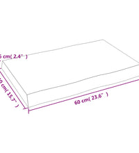 Tischplatte 60x40x(2-6) cm Massivholz Behandelt Baumkante