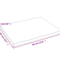 Tischplatte 60x50x2 cm Massivholz Eiche Behandelt Baumkante