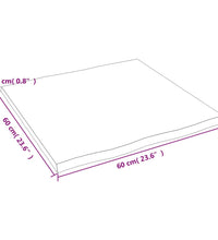 Tischplatte 60x60x2 cm Massivholz Eiche Behandelt Baumkante