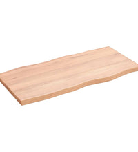 Tischplatte 80x40x2 cm Massivholz Eiche Behandelt Baumkante