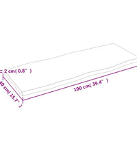 Tischplatte 100x40x2 cm Massivholz Eiche Behandelt Baumkante