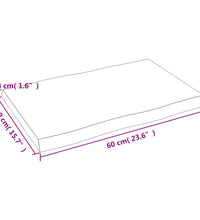 Tischplatte 60x40x(2-4) cm Massivholz Behandelt Baumkante