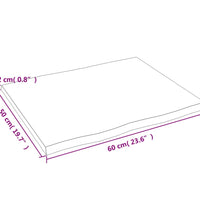 Tischplatte 60x50x2 cm Massivholz Eiche Behandelt Baumkante