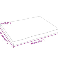 Tischplatte 60x50x(2-4) cm Massivholz Behandelt Baumkante