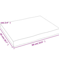 Tischplatte 60x50x(2-6) cm Massivholz Behandelt Baumkante