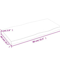 Tischplatte 80x40x(2-4) cm Massivholz Behandelt Baumkante