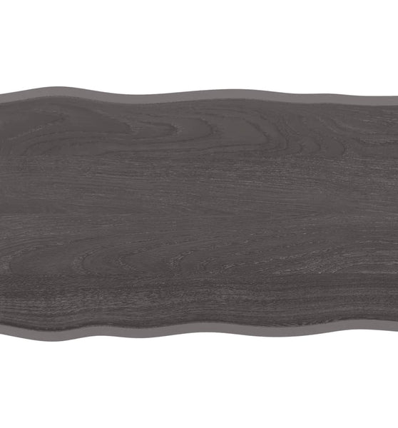 Tischplatte 80x50x2 cm Massivholz Eiche Behandelt Baumkante