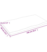 Tischplatte 100x60x(2-4) cm Massivholz Behandelt Baumkante