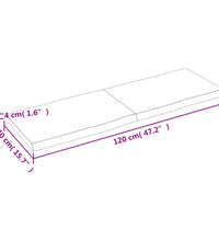 Tischplatte 120x40x(2-4) cm Massivholz Behandelt Baumkante