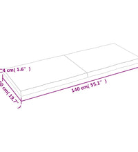 Tischplatte 140x50x(2-4) cm Massivholz Behandelt Baumkante