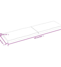 Tischplatte 220x60x(2-6) cm Massivholz Behandelt Baumkante