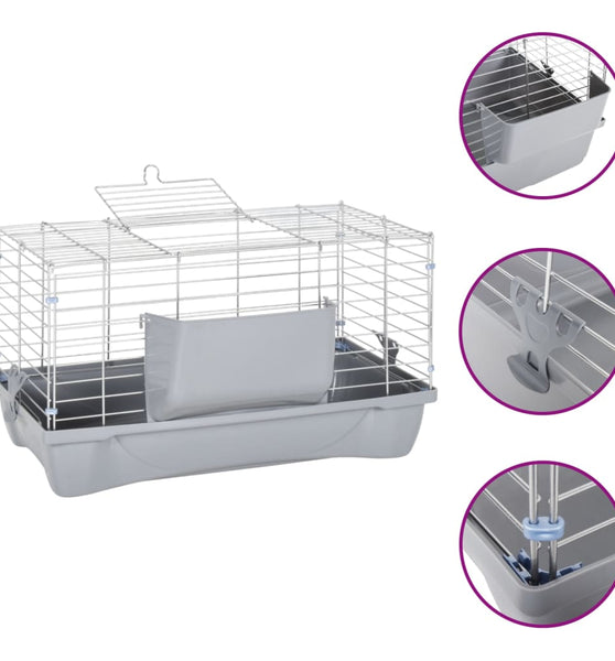 Kleintierkäfig Grau 58x32x31 cm Polypropylen und Metall