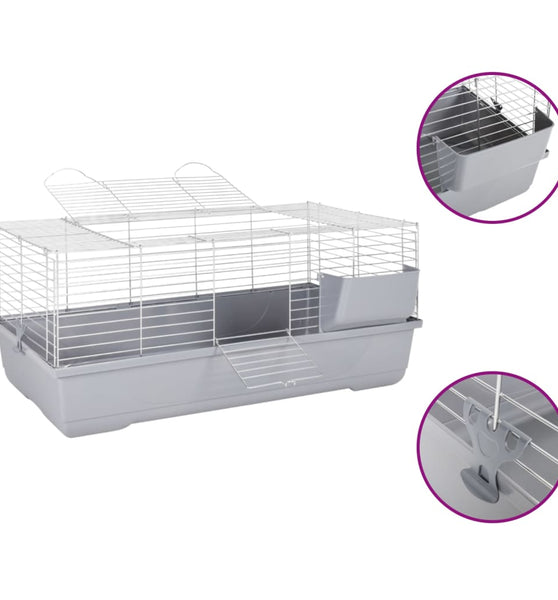Kleintierkäfig Grau 100x53x46 cm Polypropylen und Metall