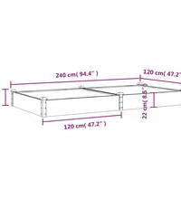 Hochbeet mit Einsatz Grau 240x120x25 cm Massivholz Tanne