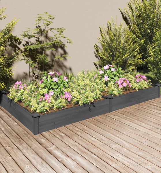 Hochbeet mit Einsatz Grau 240x120x25 cm Massivholz Tanne