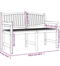 Gartenbank 149,5x60x90 cm Massivholz Teak