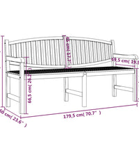 Gartenbank 179,5x60x90 cm Massivholz Teak