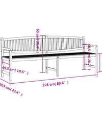 Gartenbank 228x59,5x90 cm Massivholz Teak