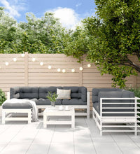 7-tlg. Garten-Lounge-Set Weiß Massivholz Kiefer