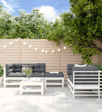 6-tlg. Garten-Lounge-Set Weiß Massivholz Kiefer