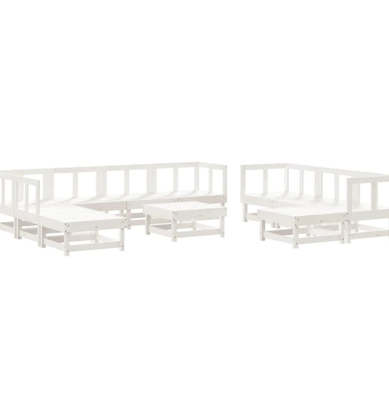 11-tlg. Garten-Lounge-Set Weiß Massivholz Kiefer
