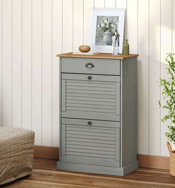 Schuhschrank VIGO 60x35x96 cm Grau Massivholz Kiefer