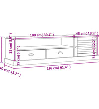 TV-Schrank VIGO Weiß 156x40x40 cm Massivholz Kiefer