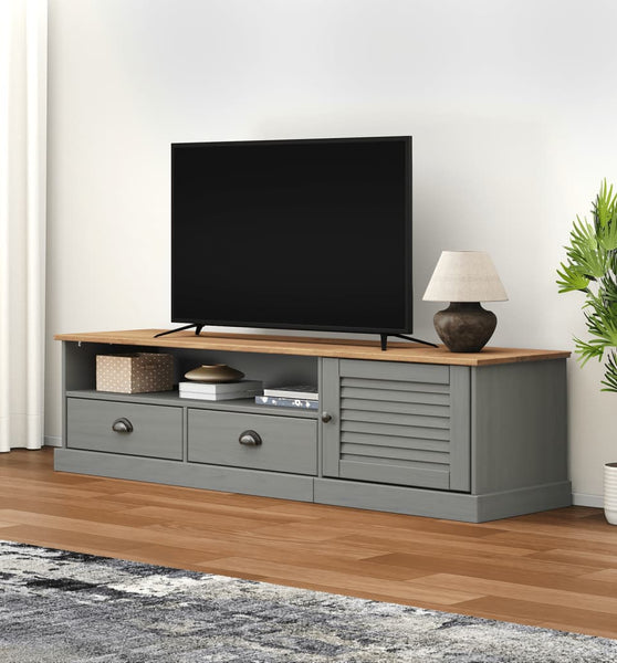 TV-Schrank VIGO Grau 156x40x40 cm Massivholz Kiefer