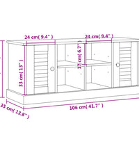 Schuhbank VIGO Grau 106x35x45 cm Massivholz Kiefer