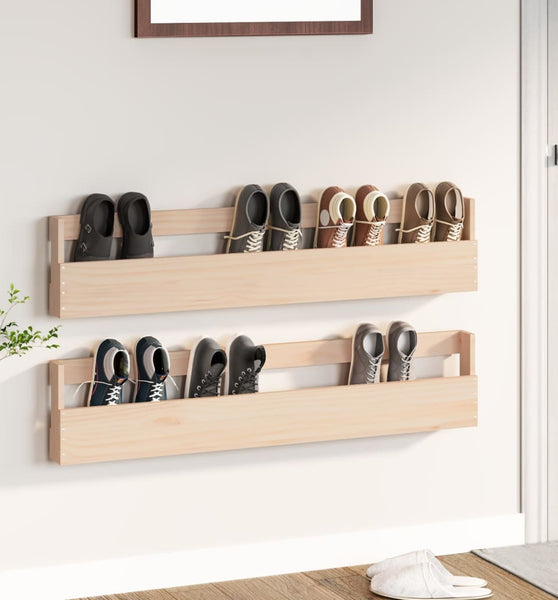 Wand-Schuhregale 2 Stk. 110x9x23 cm Massivholz Kiefer