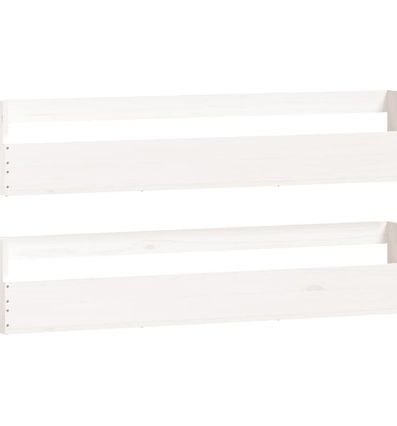 Wand-Schuhregale 2 Stk. Weiß 110x9x23 cm Massivholz Kiefer