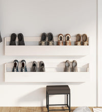 Wand-Schuhregale 2 Stk. Weiß 110x9x23 cm Massivholz Kiefer