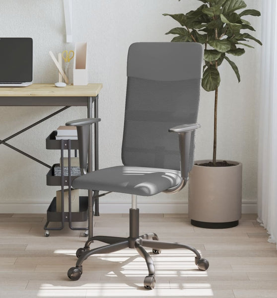 Bürostuhl Höhenverstellbar Grau Netzstoff und Kunstleder
