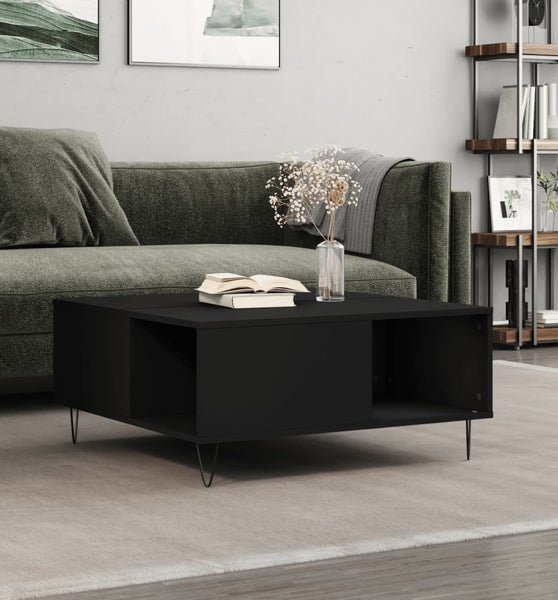 Couchtisch Schwarz 80x80x36,5 cm Holzwerkstoff